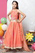 floral orange lehenga